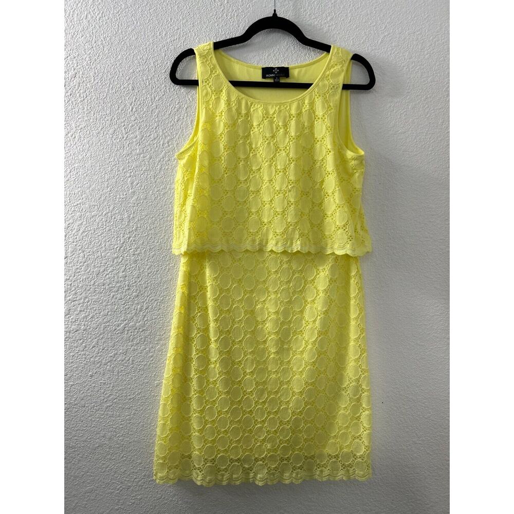 Ronni Nicole Womens Bright Yellow Sleeveless Dress‎ Size 8 Lace